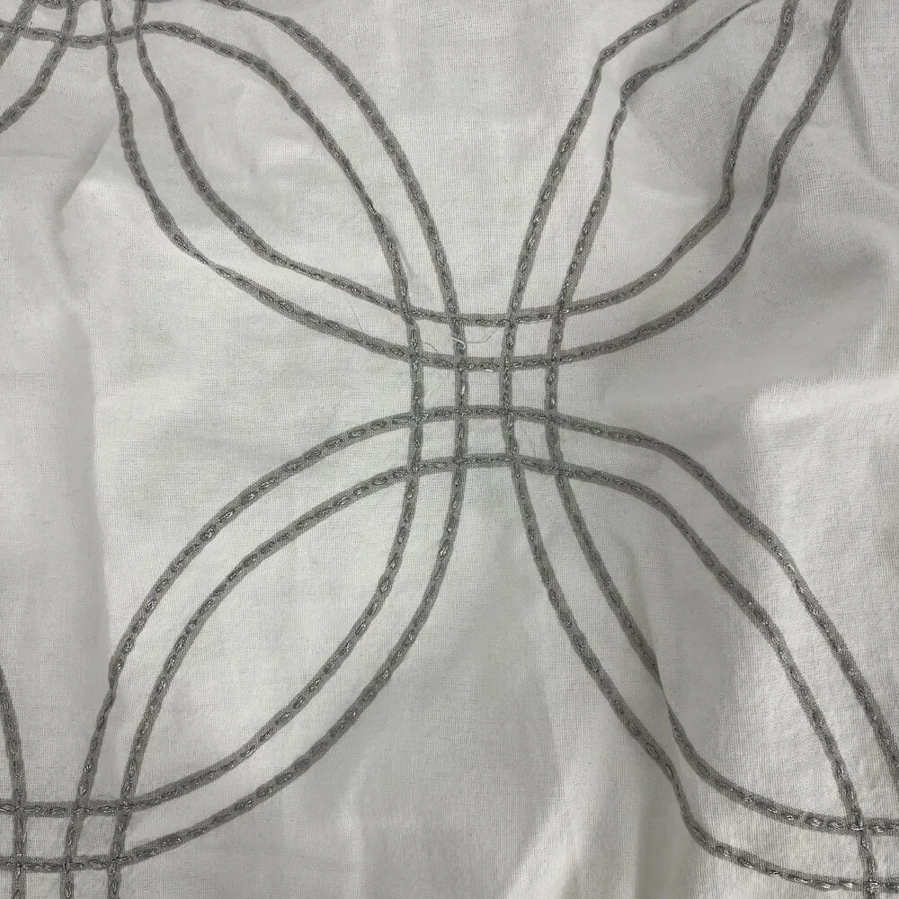 Restoration Hardware Baby Child Duvet Cover 2 Shams Gray White Embroidered Full
